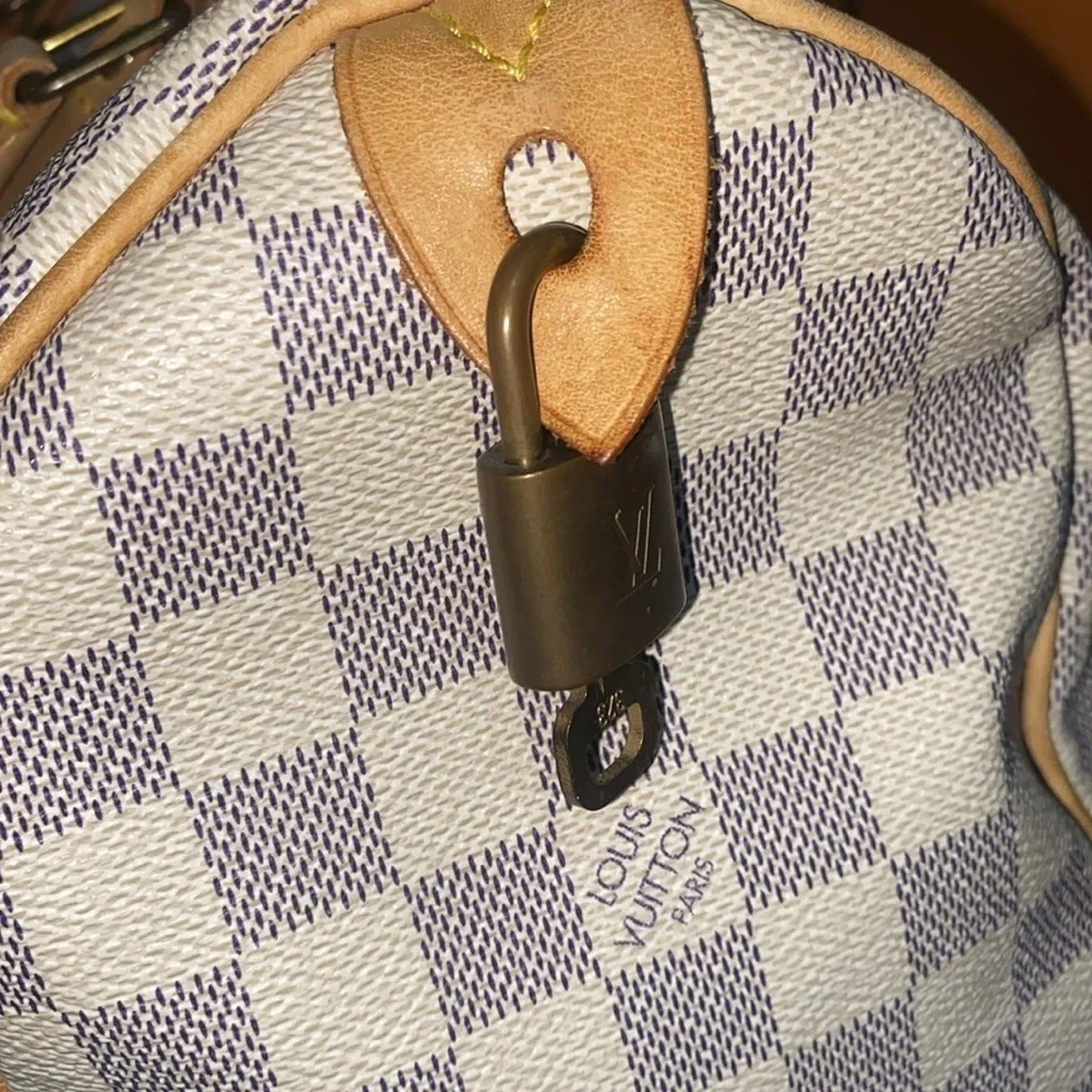 Louis Vuitton Speedy 25 Damier Azur Satchel